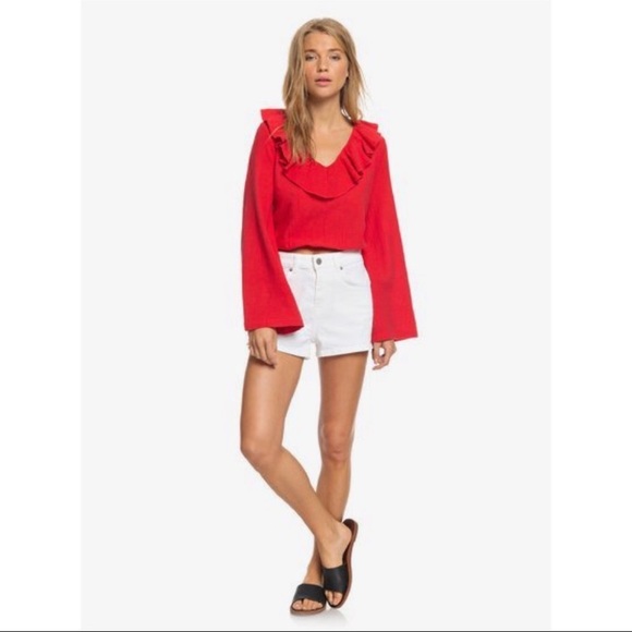 Roxy Bell Sleeve Crop Top - NWT - Picture 4 of 13